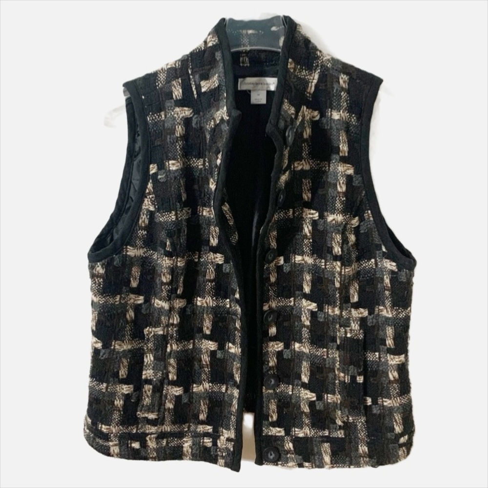 Christopher & Banks Knit Quilted Full Front Zip Fully Lined Vest High Collar